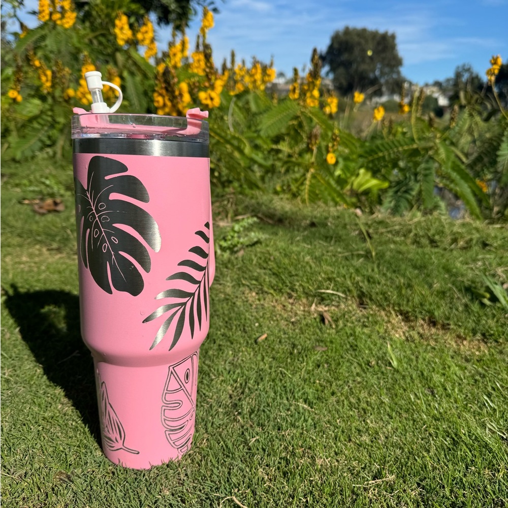 Pink Tropical 40 oz Metal Tumbler